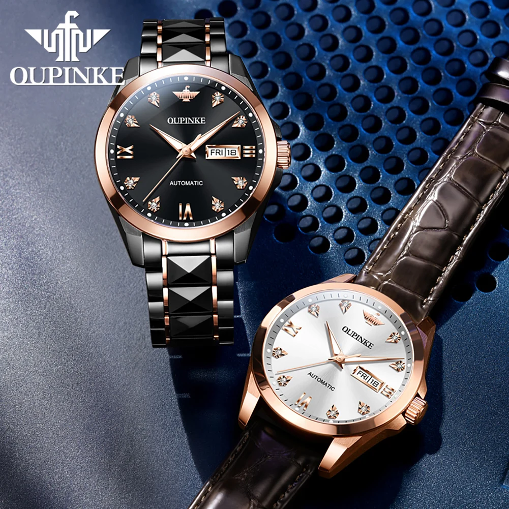 OUPNKE Men's Watch Luxury Business Imported Movement Automatic Mechanical Wristwatch  50M Waterproof Super Luminous Watches 3330