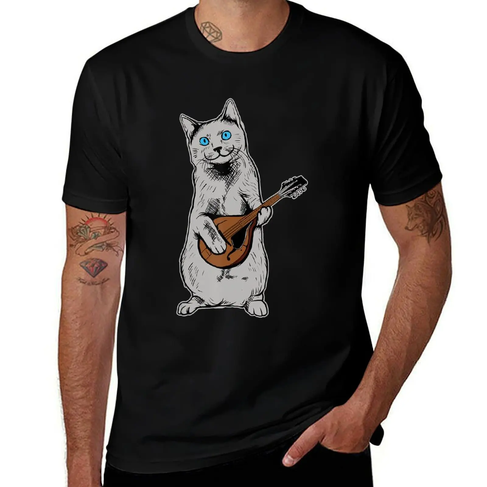 Musician Cat Playing Mandolin Bluegrass T-Shirt t shirts with prints T-Shirt