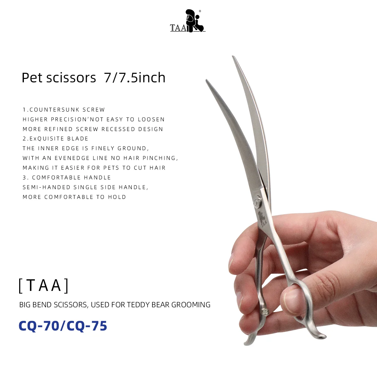 TAA Professionele Grooming Schaar voor Honden Gebogen Schaar Pet Grooming Schaar Staallegering voor Kat Hond Schaar Huisdier Schaar Tool