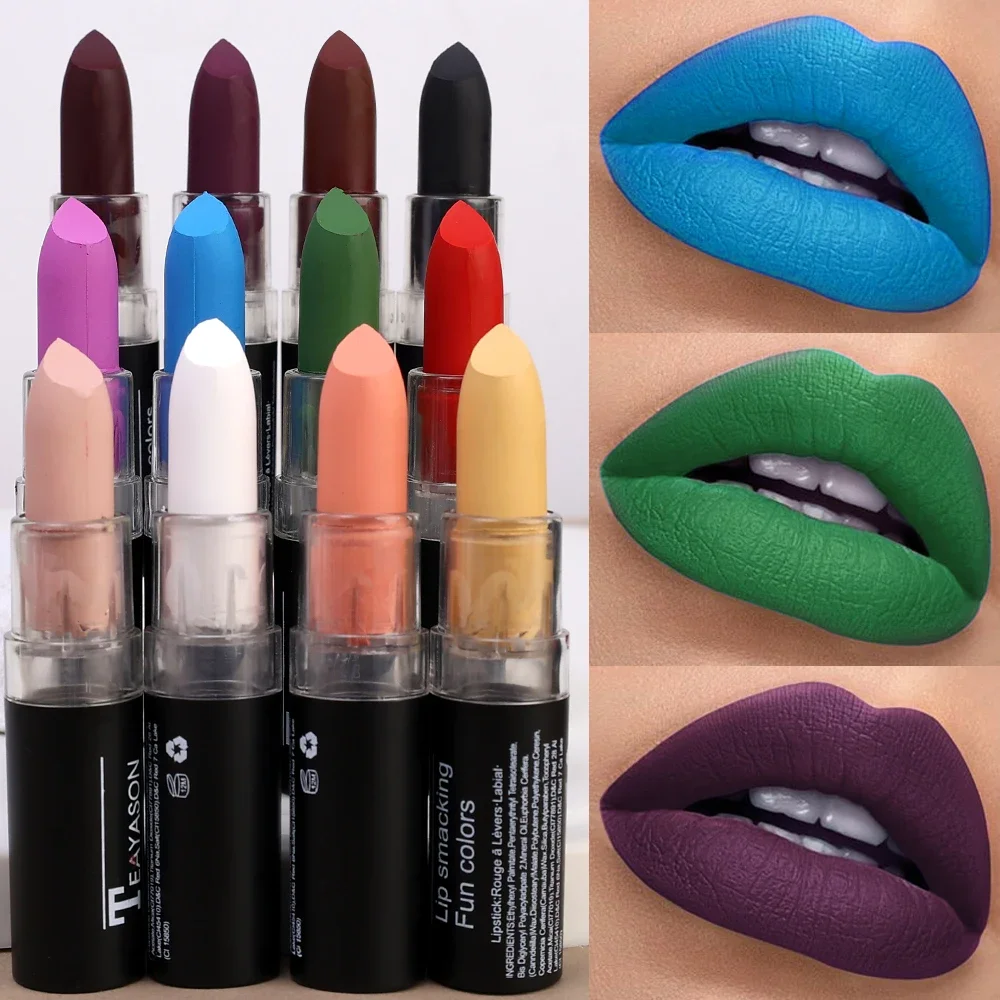 12 Colour Nude Matte Velvet Lipsticks Waterproof Long Lasting Color Rendering Non-stick Cup Solid Lip Gloss Lips Makeup Cosmetic