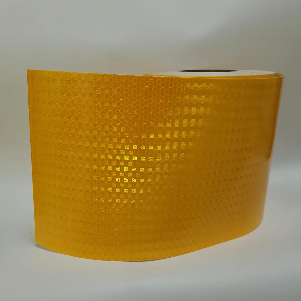 

20cm*5m Reflective Tapes Bright Honeycomb Orange-Yellow Reflectors Strip Waterproof Adhesive High Reflection Stickers For Truck