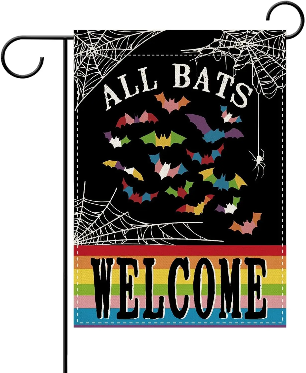 Dyrenson All Bats Welcome Decorative Garden Flag, Pride Rainbow Equality Inclusive Diversity LGBTQ Yard Outside Home Decorat AAS