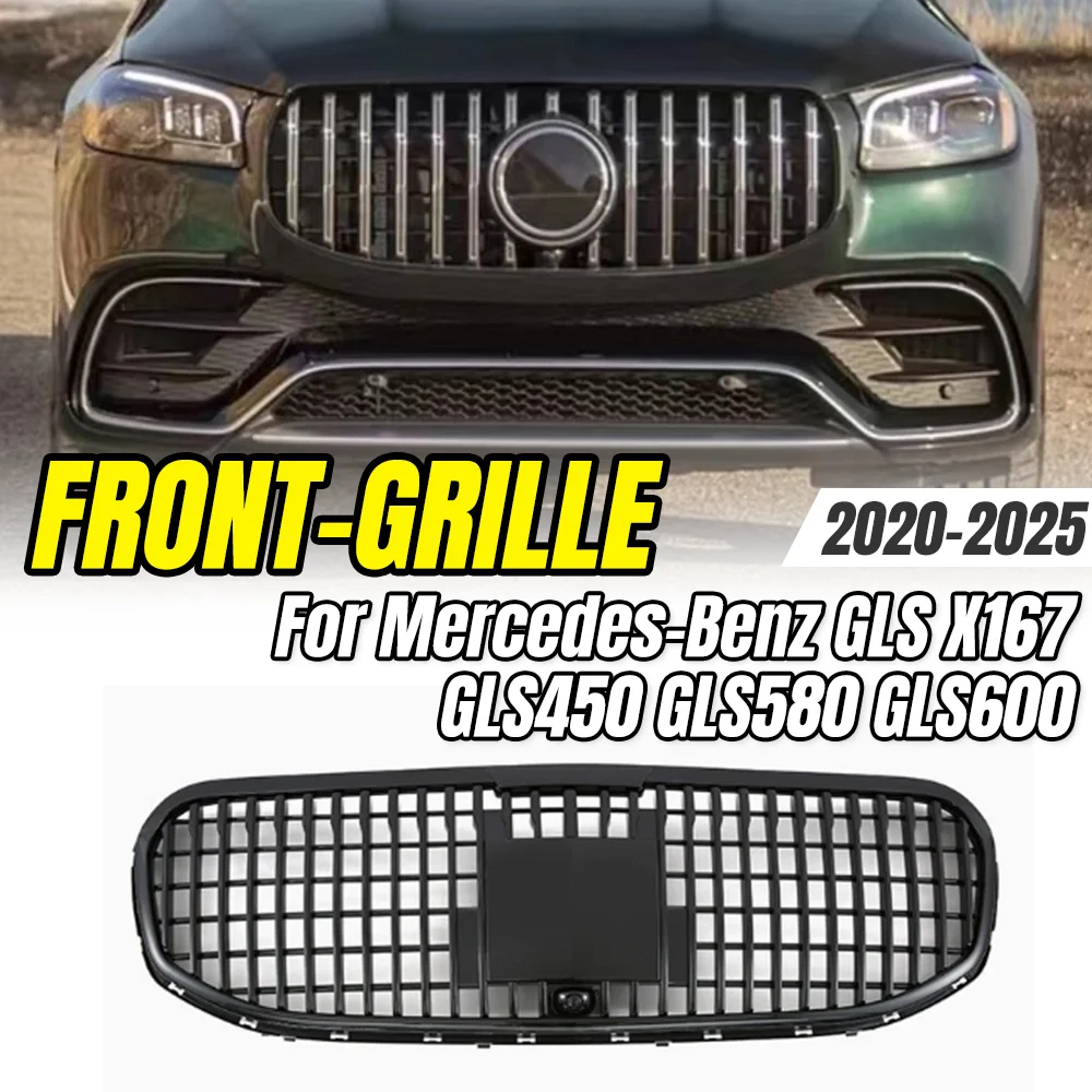 

For Mercedes-Benz GLS X167 GLS450 GLS580 GLS600 2020-2025 GT Style Front Grille,Silver/Black Front Grille,Car Styling Upgrade.