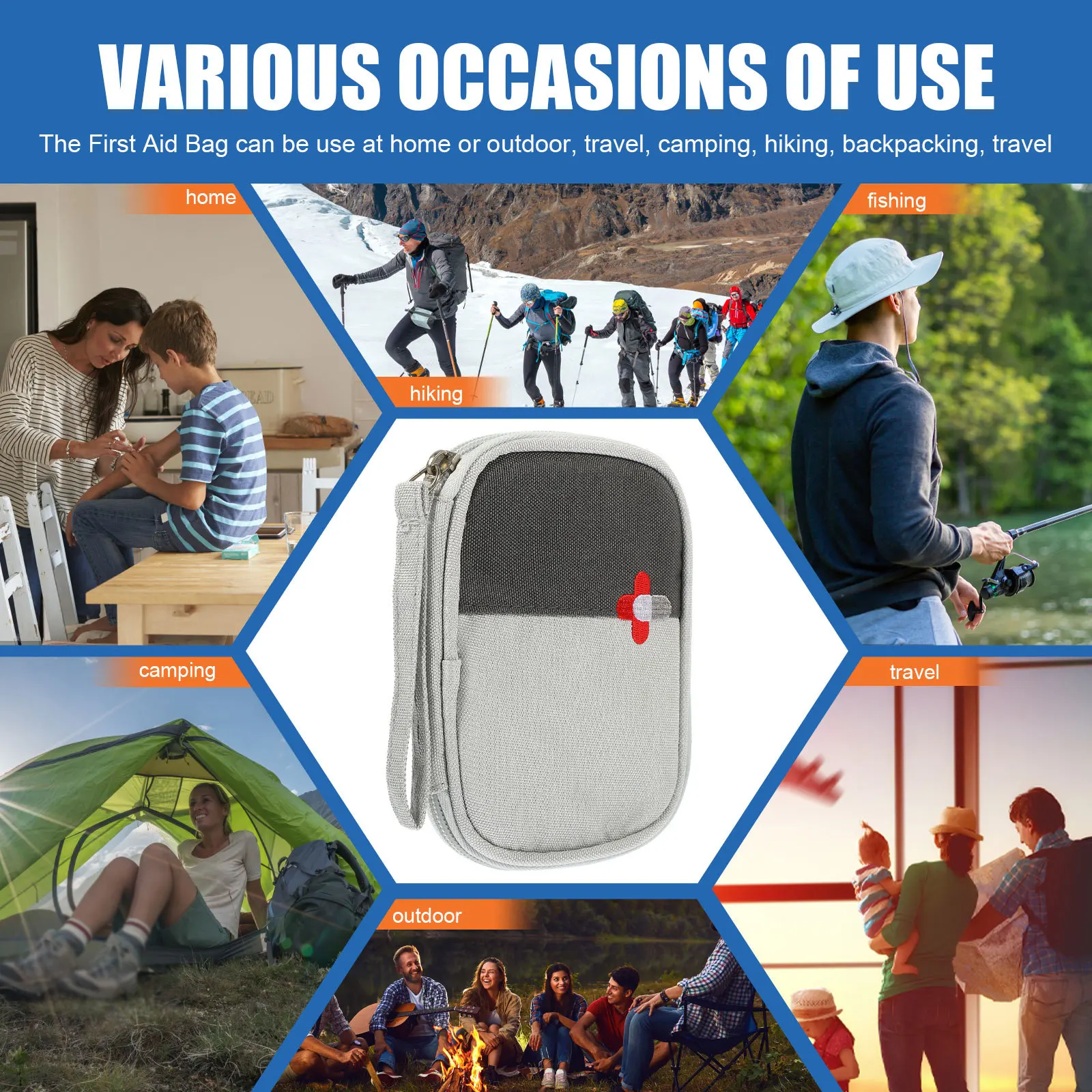 

Portable First Aid Bag Oxford Cloth Handheld Medicine Pouch Travel Nursing Sundries Storage Zippered Outdoor Holder