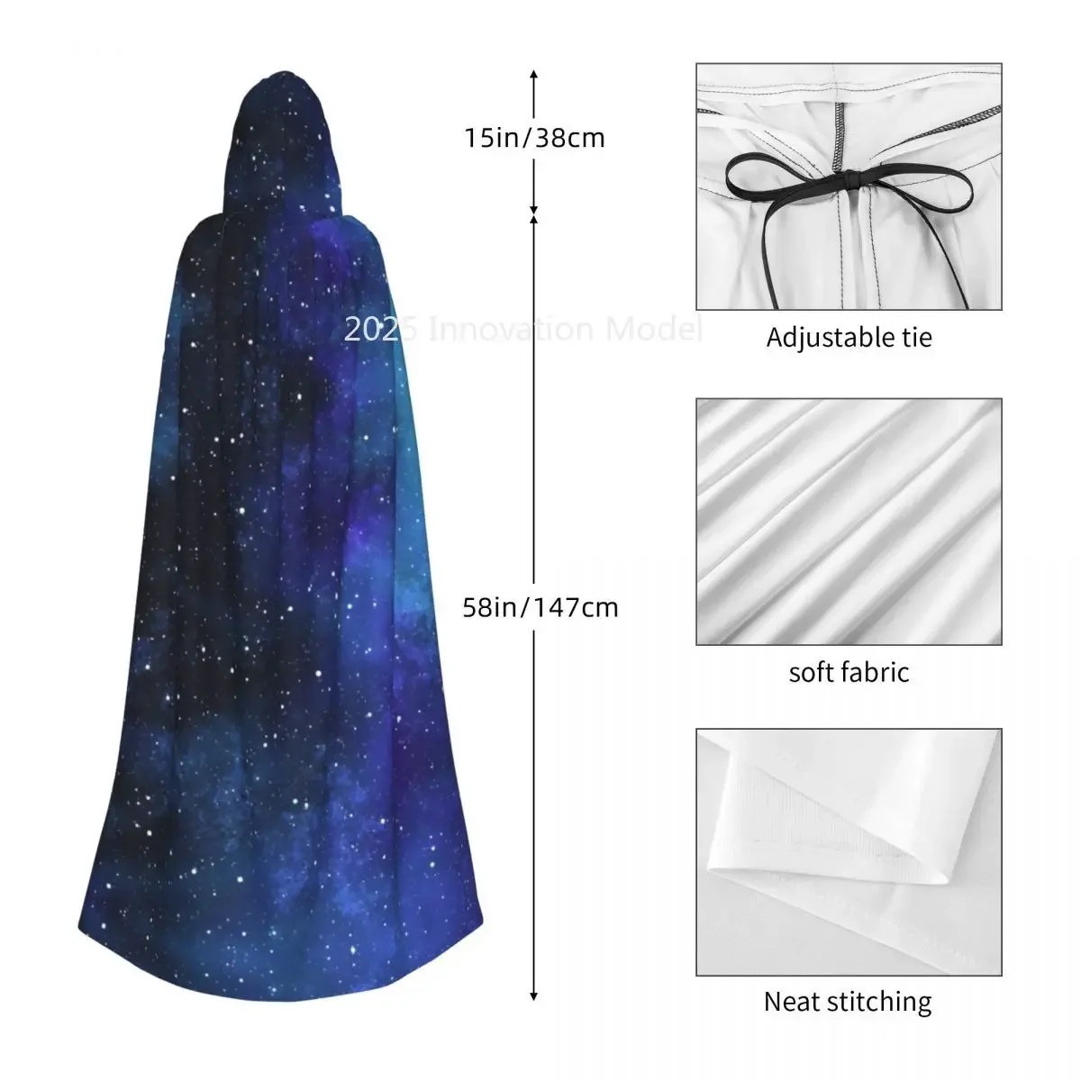 2025 جديد القرون الوسطى هالوين تأثيري عباءة مقنعين كيب نجوم الفضاء غالاكسي كوكبة زودياك ستار معطف طويل خندق زي Wiz