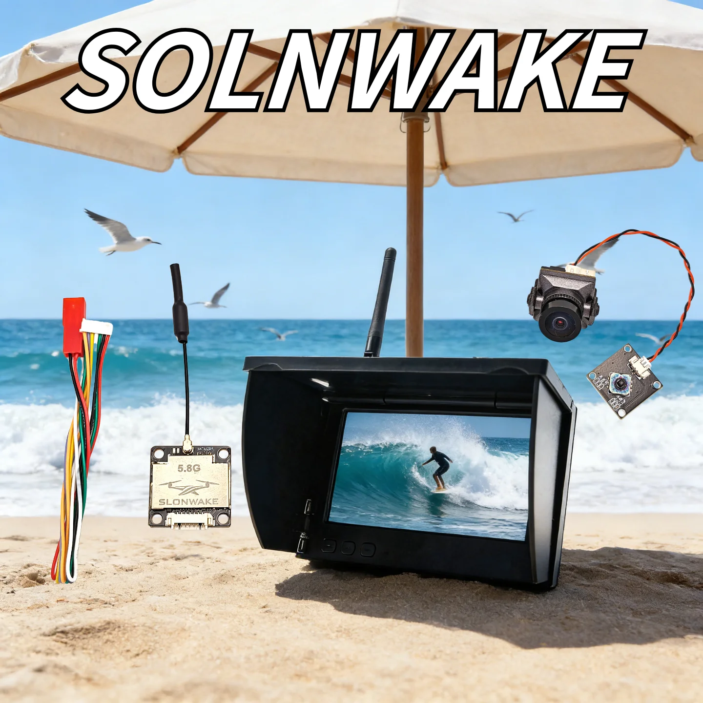 5.8G 5 Inch Wireless FPV Monitor 800*480 built in battery and 600mw fpv Transmitter 48CH VTX+CMOS 1500TVL fpv Camera for RC