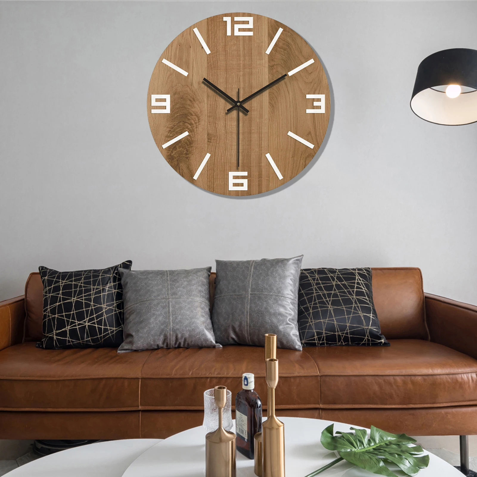 

Vintage Rustic Silent Wooden Wall Clock Farmhouse Style Quiet Sweep for Home Office Study Room Decor