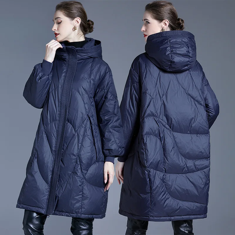 Ayunsue quente para baixo jaquetas para as mulheres 2022 com capuz longo para baixo casaco solto jaqueta puffer roupas femininas moda doudoune femme sgg1069