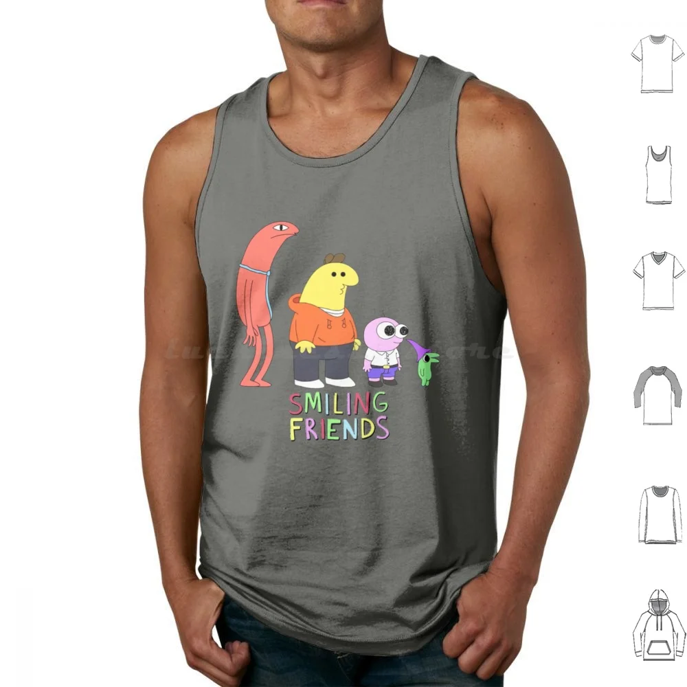 Best Selling-Smiling Friends All Smiling Friends Design Tank Tops Print Cotton Pibby Pim Pebbles Psychicpebbles