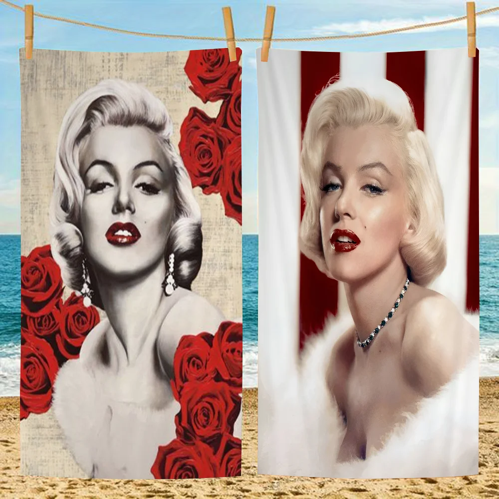 

Vintage M-Marilyn Monroe Photo Beach Towel Colorful Bath Towels For Girl Microfiber Quick Dry Custom Sand Free Beach Gym Pool