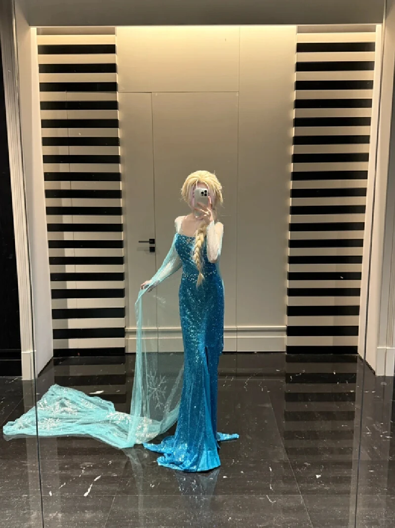 

Elsa Long Dress Adult Women Performance Costume Heavy Work Cosplay Clothes Accessories Anime Cartoon Cosplay Costumes