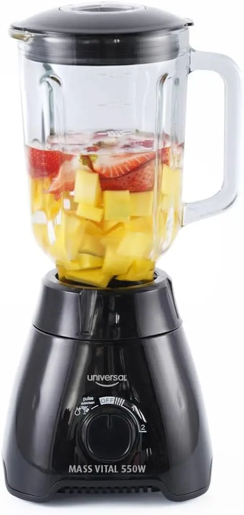 

550W Mass Vital Blender - Glass Jar 57 Oz / 1.8 Quart / 1.7 Liter, 2 Speed + Pulse Function And 4 Stainless Steel Blade With