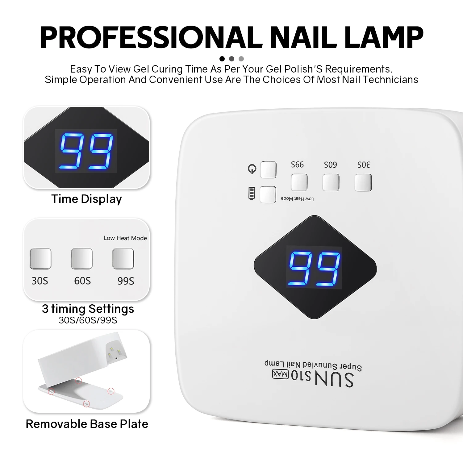 充電式 UV LED ネイルランプドライヤー HD ディスプレイ付きスマートネイル乾燥ランプ高速乾燥硬化すべてのジェルネイルポリッシュマニキュアツール