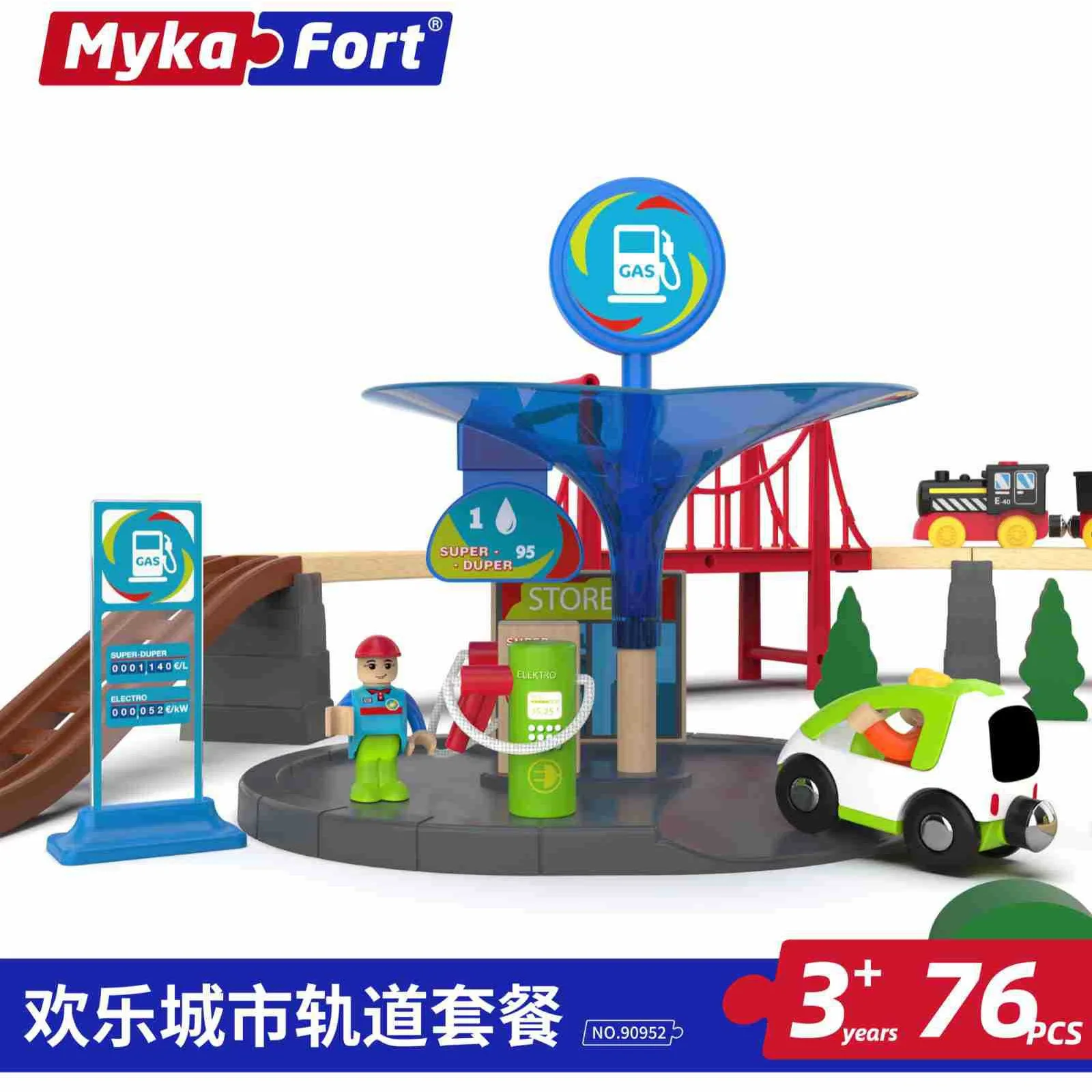 Szczęśliwy Zestaw Kolejowy, Drewniana Kolejka na Szynach, Mała Kolejka, Zabawka-układanka dla dzieci, Model Sceny, Zestaw do składania szyn, XT138