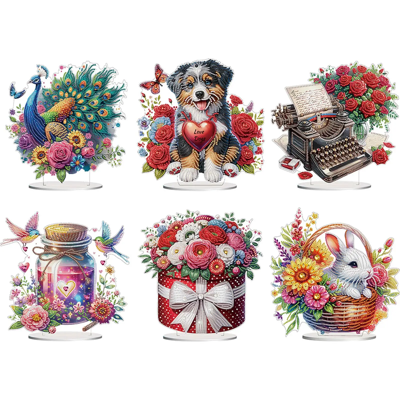 Acrylic 2D Flat Print DIY Diamond Painting Desktop Ornaments Kit Diamond Painting Desktop Decorations Bedroom Table Decoration