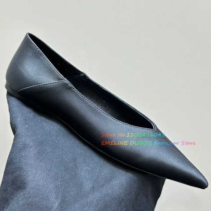 Rhinestone Silk Pointed Flat Shoes Women Two Wear Half Drag Muller Shoes Soft Leather Slip On Single Shoes Casual Flats