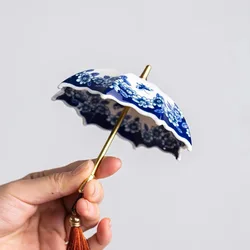 Creative Blue and White Umbrellas Tea Filters Ceramic Tea Filters Tea Ceremony Decorations and Ornaments