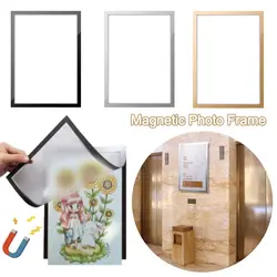 A3/4 Magnetic Photo Frame Display Sticker Board Self Adhesive Wall Stick Frame Soft Picture Frames Document Canvas Painting Shop