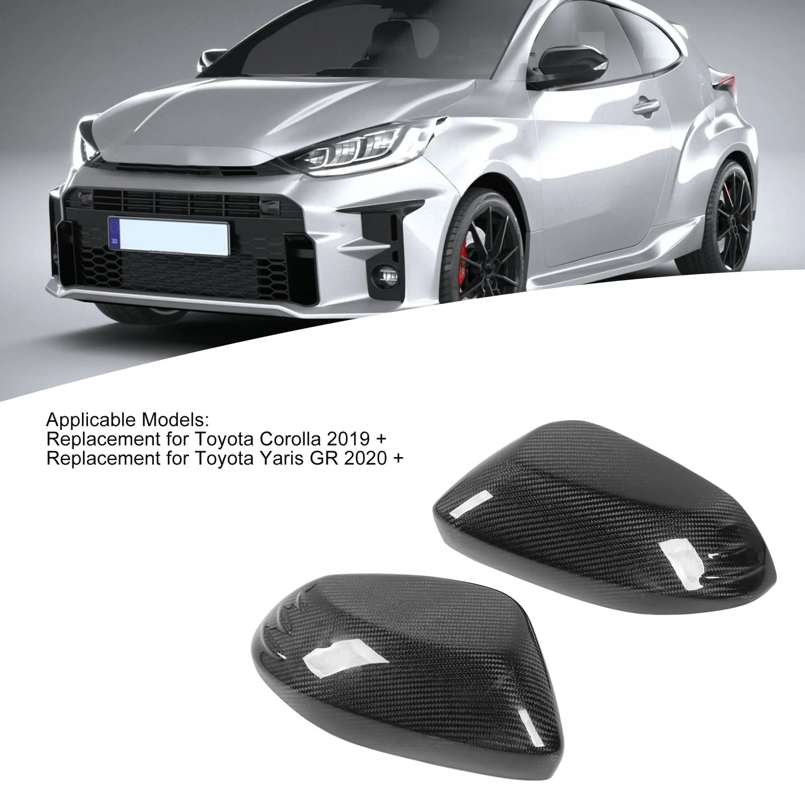 2PCS Side Rearview Mirror Cover Real Carbon Fiber Left Right Glossy Replacement For Toyota Corolla Yaris GR