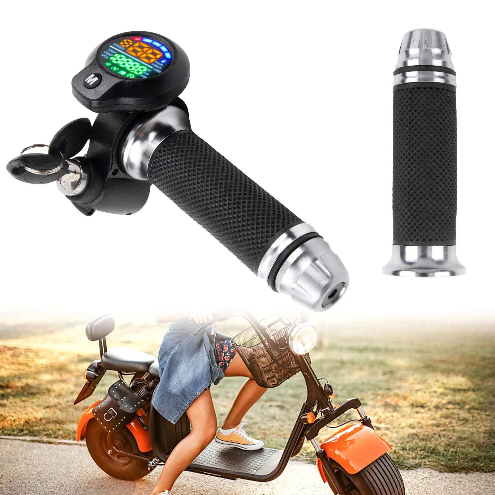 Ebike Throttle 24V-72V Electric-Scooter Twist-Throttle With LED Display 6pin 8pin Folding Bike Grip Handlebar Throttle Accelerat