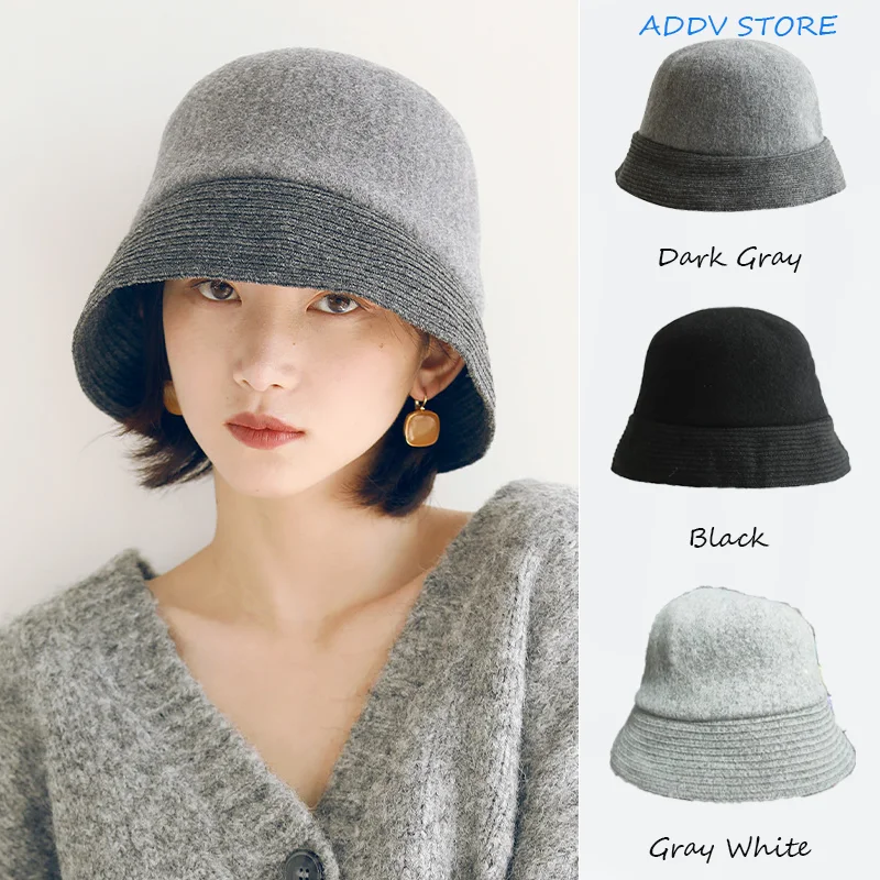 

Unique Woolen Bucket Hat with Soft Brim, Japanese Literary Style Women's Fisherman Hat for Autumn and Winter