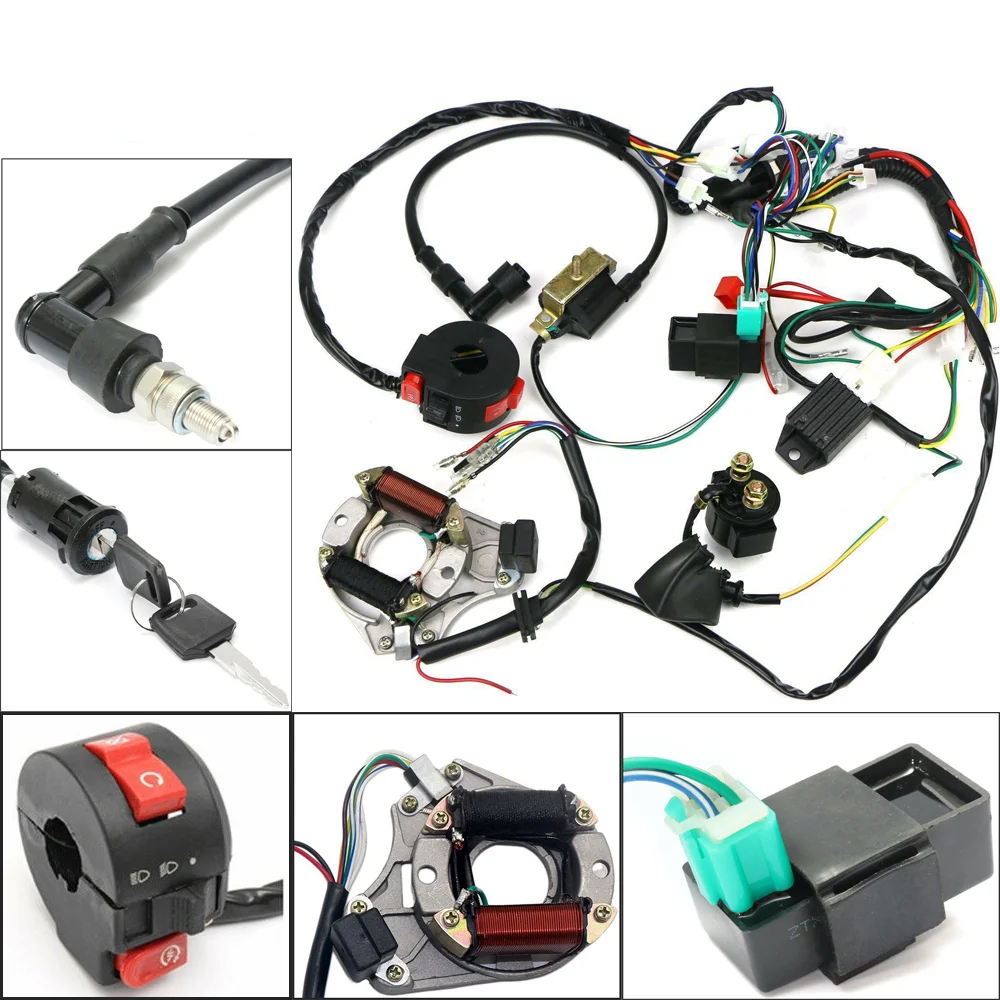 1 set Motorcycle Parts 50 70 90 110Cc Cdi Wire Harness Assembly For Atv Electric Start Quad Ignition Cable Adapter Socket
