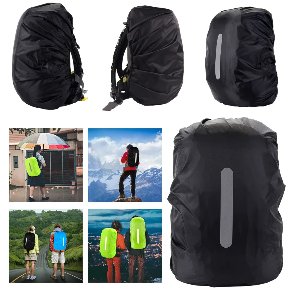 Reflektierende Wasserdichte Rucksack Regen Abdeckung Outdoor Sport Nacht Radfahren Sicherheit Licht Regen Abdeckung Fall Tasche Camping Wandern 10-70L – Detail 12