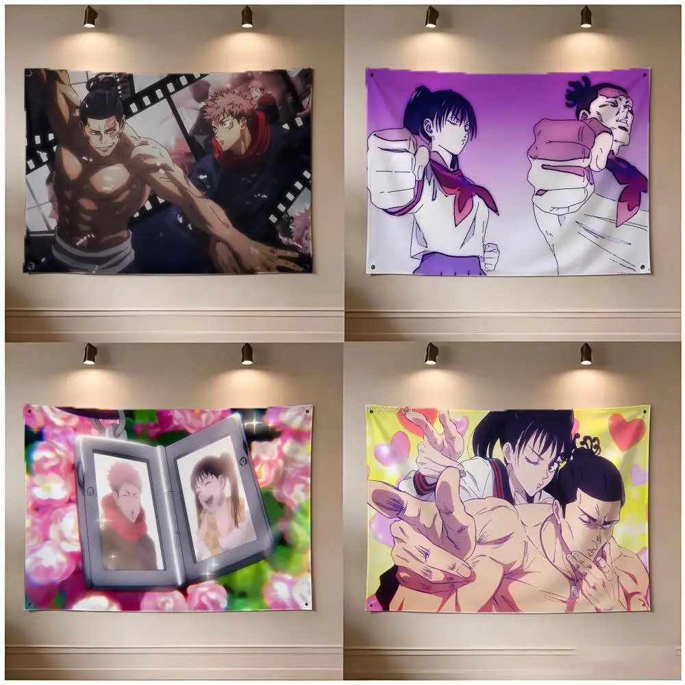 Anime Character Jujutsu Kaisen Aoi Todo Flags Borderless Four Ring Ornament Indoor Outdoor Decoration Quick Hang Install