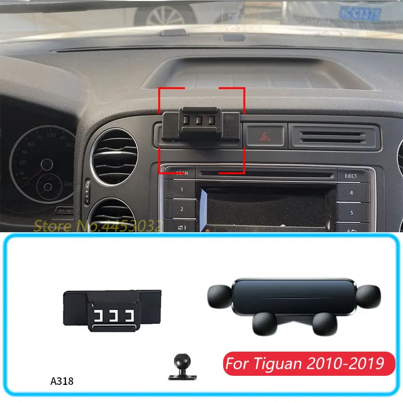 Car Phone Holder For Volkswagen Tiguan 2010-2019 Gravity Stand Mount Support Horizontal GPS Mobile Bracket Accessories With Base