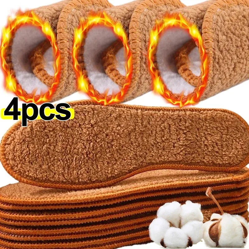 Winter Alpaca Wool Insoles Women Men Self Heated Thermal Shoe Pads Sports Running Warm Plush Thickening Boots Inserts Paddings