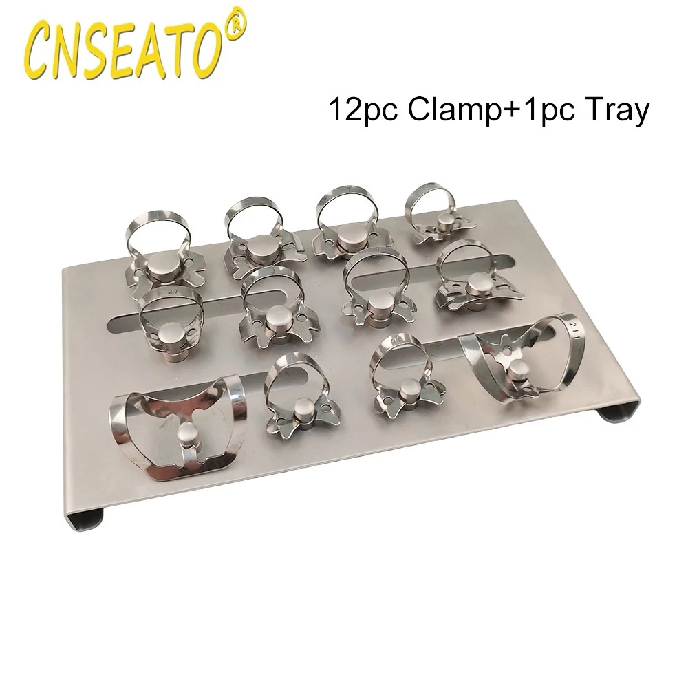 1 Set Dental Endodontic Rubber Dam Clamps Restorative Clips Dam Clamp Sheets Stainless Steel Tray Holder Orthodontic Equipment