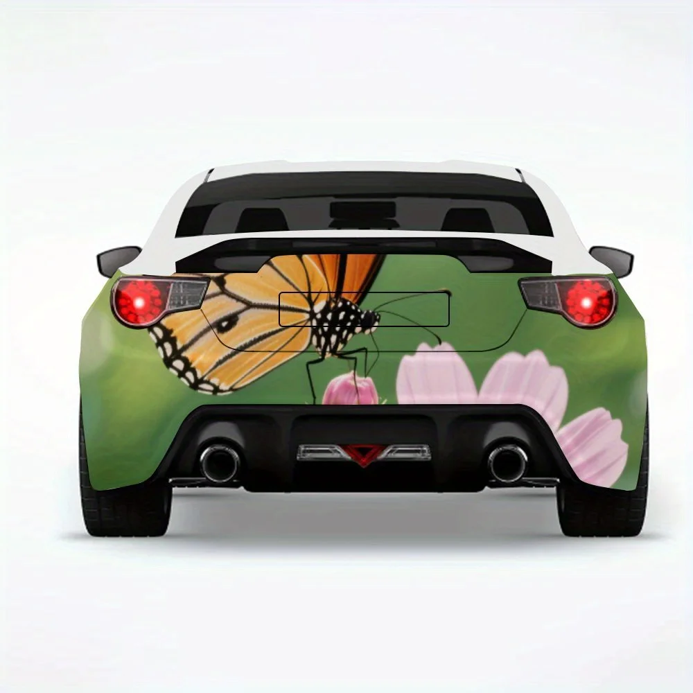 

Butterfly on Cosmos Flower Car Sticker,Automotive Car Vinyl Wraps for Decoration and Protection -Waterproof Self - Adhesive Viny