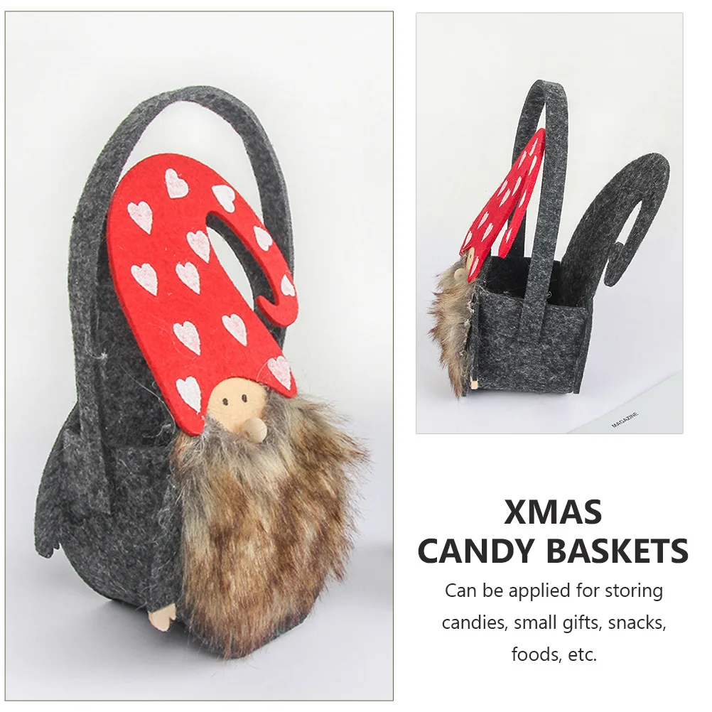 

2Pcs Christmas Candy Storage Basket Decorative Felt Cloth Xmas Gift Container Desktop Decoration Candy Snack Basket