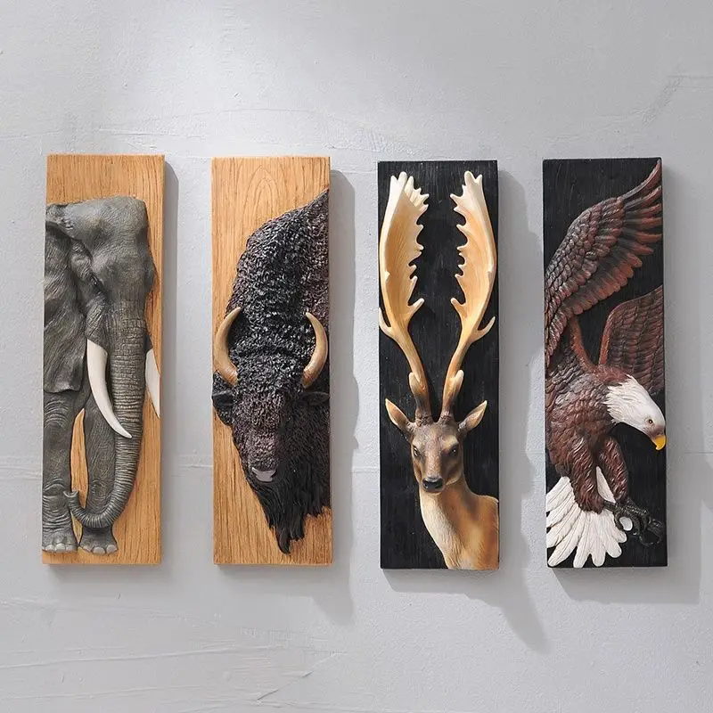 

American deer head animal head wall decoration Creative retro three-dimensional entrance wall pendant decoration