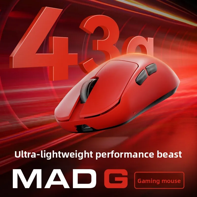 Mad Catz MAD G Ultra-Lightweight Wireless Gaming Mouse, PAW3395 Sensor, 43g Dual-Mode Esports Mouse for Medium to Large Hands