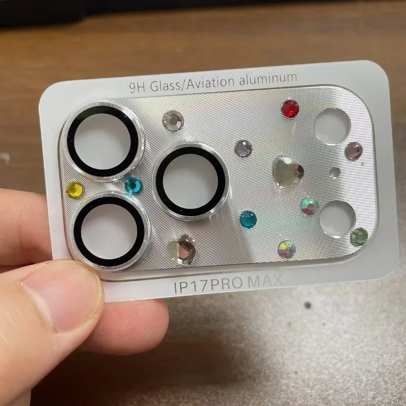 الإبداعية اليدوية حجر الراين DIY عدسة الكاميرا فليم غطاء آيفون 17 برو ماكس سبيكة حلقة HD تعريف غطاء حماية عدسة زجاجية