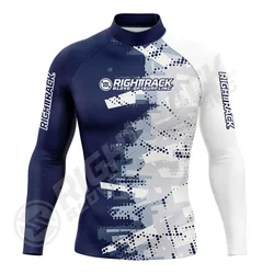 New Men's Surfing Shirt Spray Camo Lycra Rashguard RIGHTTRACK Surf Sportswear Beach UV Swimwear UPF50+ Clothes