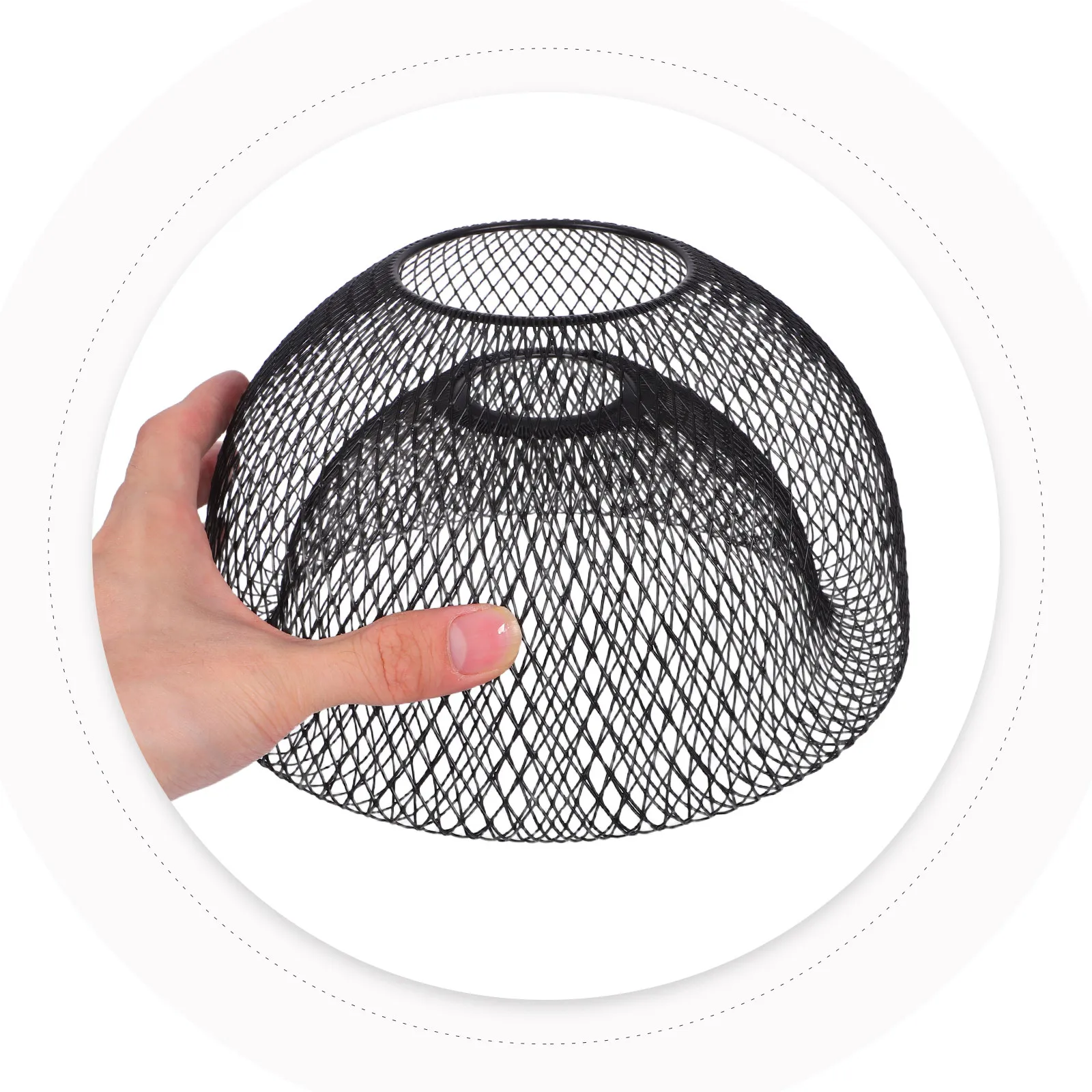 Black Wire Mesh Lamp Shade Double Layer Hollow Out Metal Light Shade Wall Mount E27 42Mm Hole for Living Room Bedroom Dining