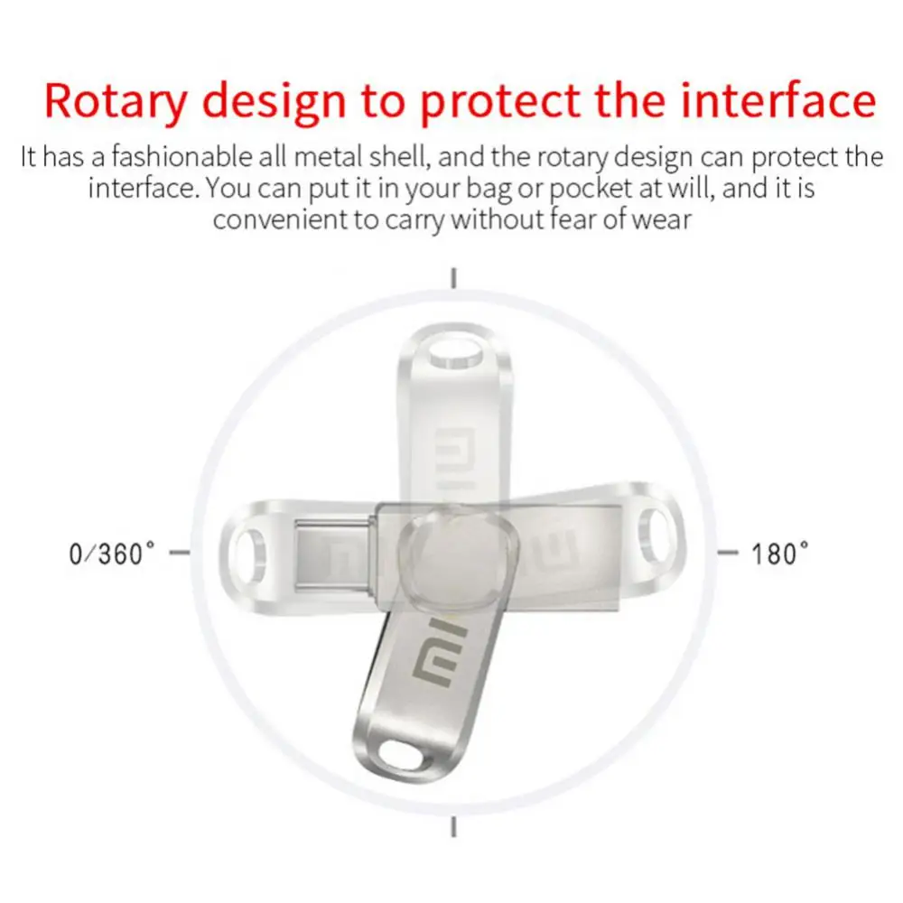 Оригинальный металлический USB флеш-накопитель Xiaomi, портативный флеш-накопитель большой емкости Usb, высокоскоростная передача файлов, Водонепроницаемая USB-память