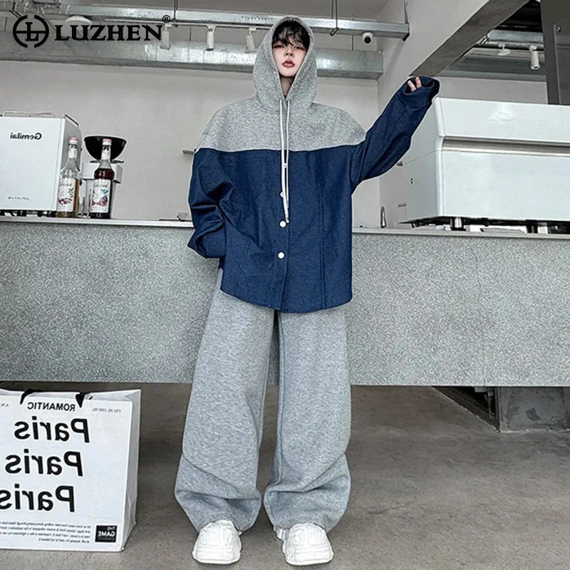 

LUZHEN Male Design Original Color Contrast Two-piece Hoodies Sets Sweatshirt 2025 Autumn Handsome Fashion Casual Pants JY5771