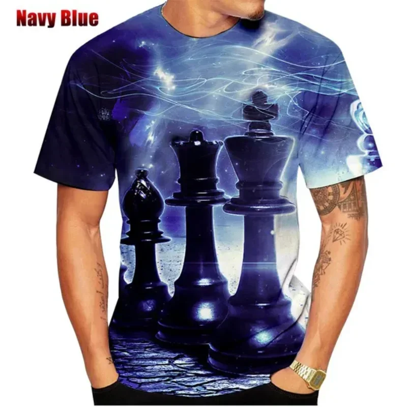 New Chess 3D Print T-shirt Fashion Men Clothing Personality Hip Hop Unisex Round Neck Short Sleeves Harajuku Oversized T Shirt