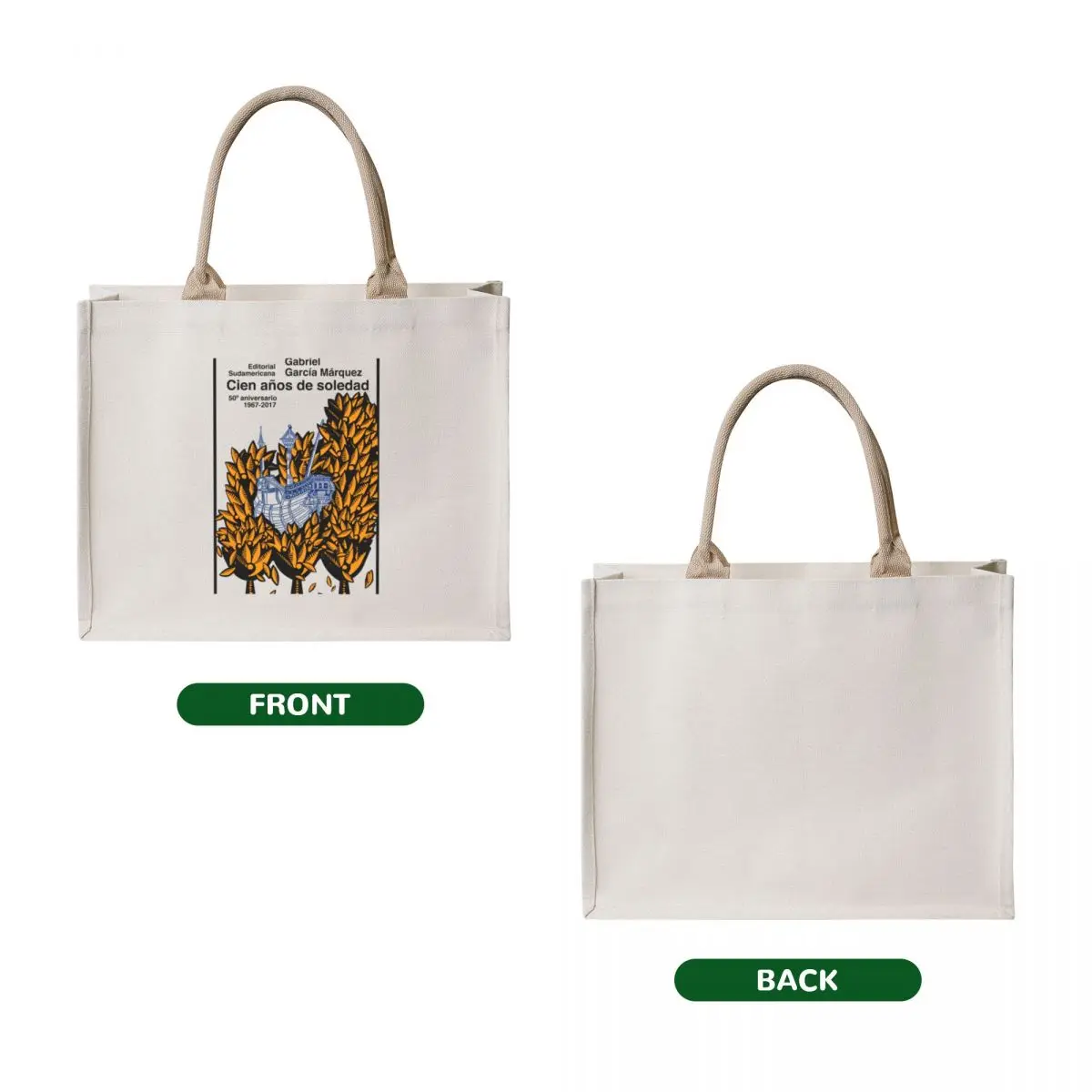 Book Cover 50th Anniversary First Edition One Hundred Years of Solitude, 2017 Tote Bag eco bag folding custom fabric bag