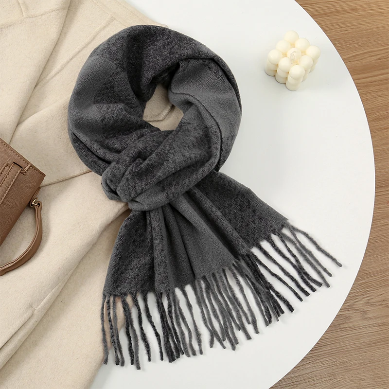 

Color Blocks Plaid Designer Luxury Winter Women Scarf Thick Warm Tassels Shawls Pashmina Neckerchief Cashmere Lady Outdoor