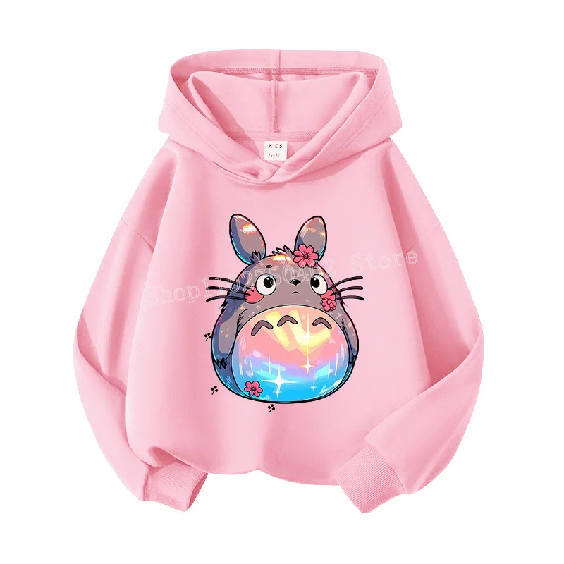 Niedliche Cartoon-Totoro-Kinderhoodies mit Katzenmuster, dünner Kinder-Sweatshirt für Frühling und Herbst, Sportbekleidung für Jungen und Mädchen, langärmeliger Kapuzenpullover. – Detail 4