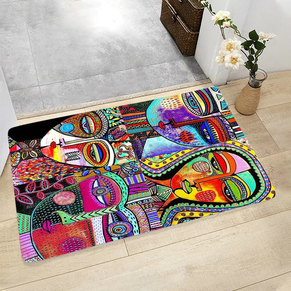 

CLOOCL Flannel Rugs Doormat National Art Painting Printed Carpet 40CMX60CM 50cmx80cm Area Rugs Hallway Bedroom Soft Floor Mat