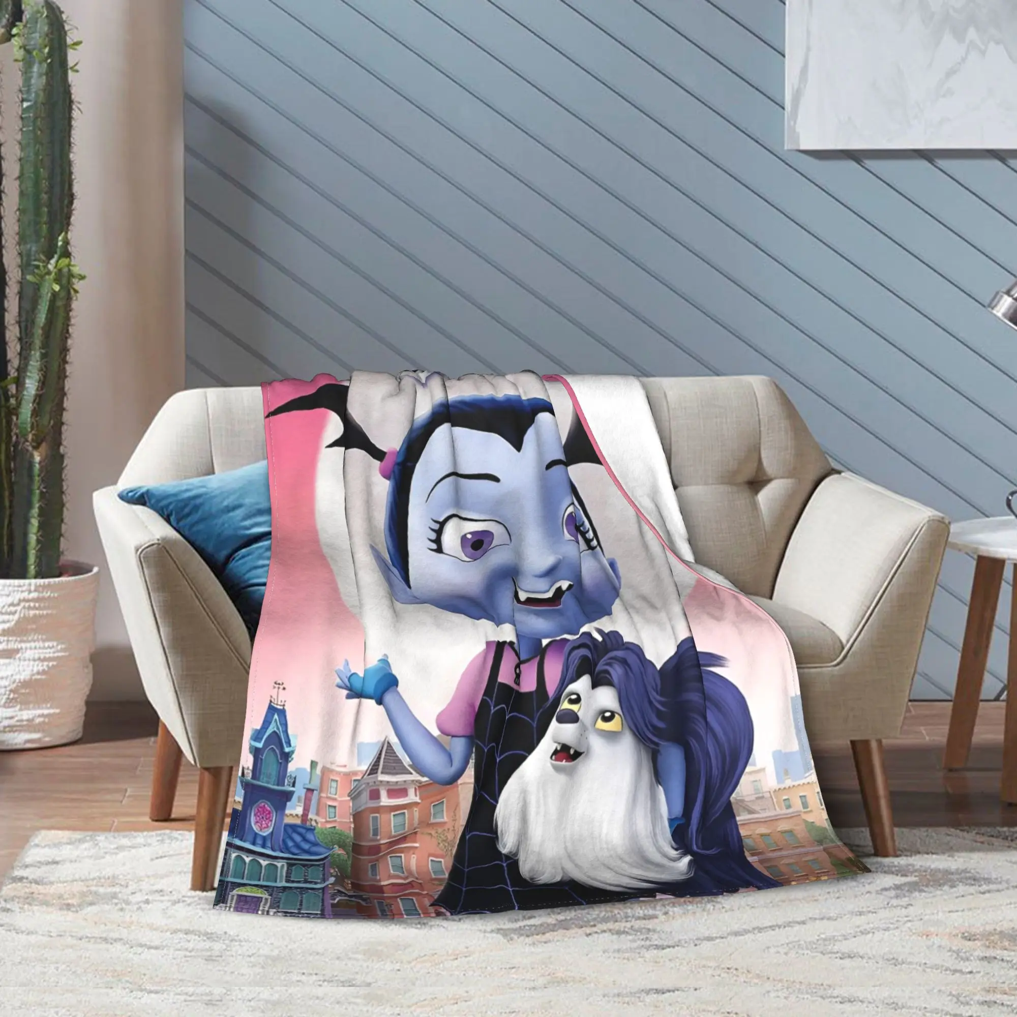 vampirina في سن المراهقة مصاص دماء بطانية مطبوعة للرجال النساء سوبر لينة دافئ رمي البطانيات للسرير 50x60 بوصة أحجام متعددة #1