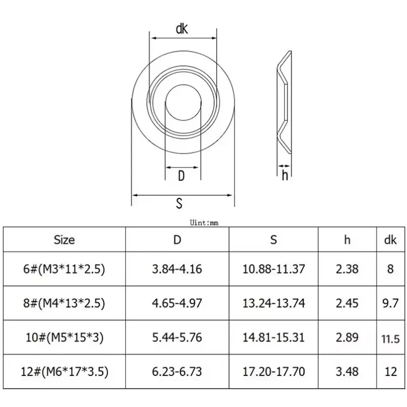 No.6 8 10 12 Countersunk Finish Washers Stainless Finishing Washers 304 Stainless Steel Washers Finishing Cup Silver 50~ 500 Pcs