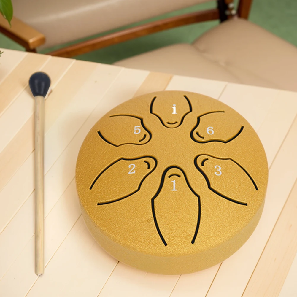 3 Inch 6 Notes Rain Drum Outside Rain Drum Instrument Children Percussion Musical Instruments Mini Spirit Drum Steel Tongue Drum