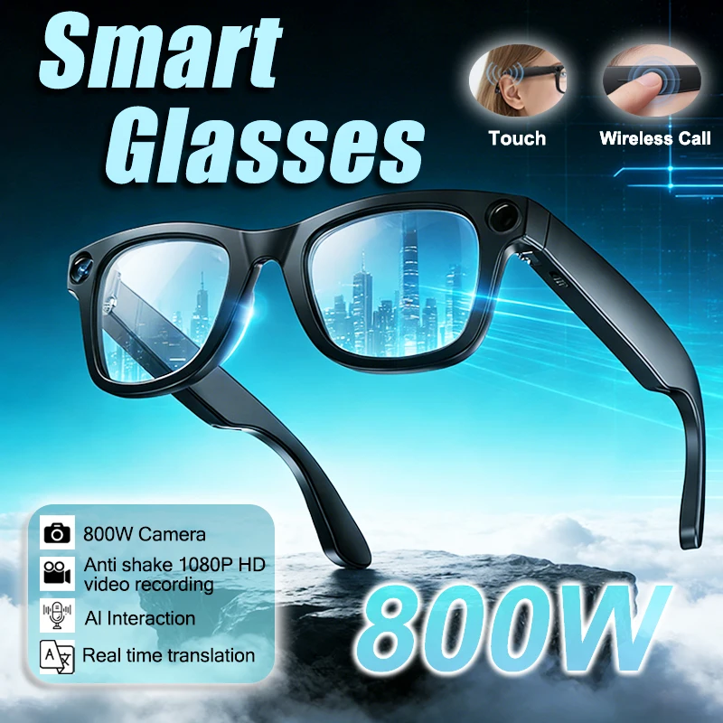 

Умные очки 2026 с ИИ, камера 800 Мп, запись видео 1080P HD, ИИ-идентификация, сенсорное управление, перевод в реальном времени, беспроводные звонки