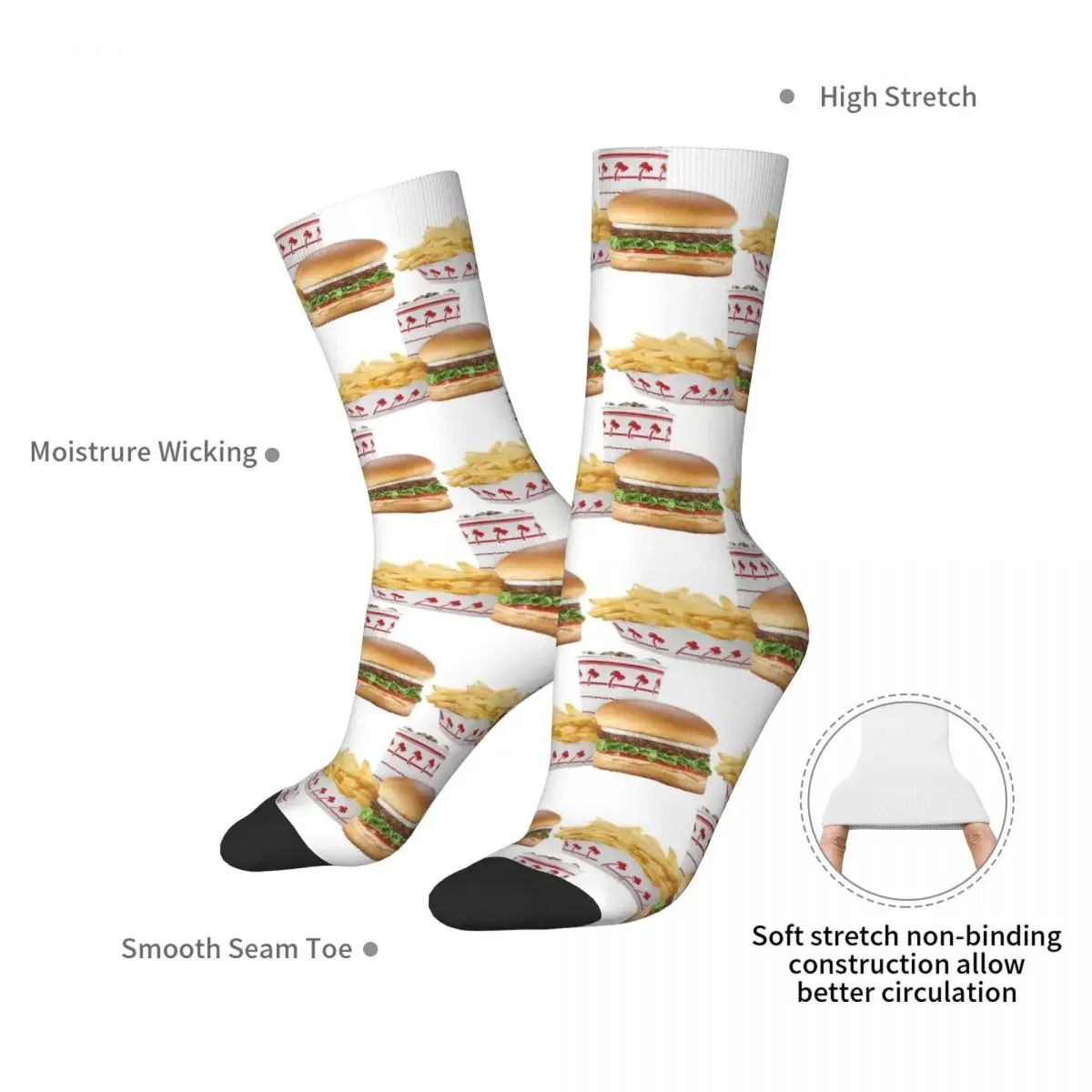 In-n-out calcetines de hamburguesa Harajuku, medias Súper suaves, todas las estaciones, calcetines largos, accesorios para regalos Unisex